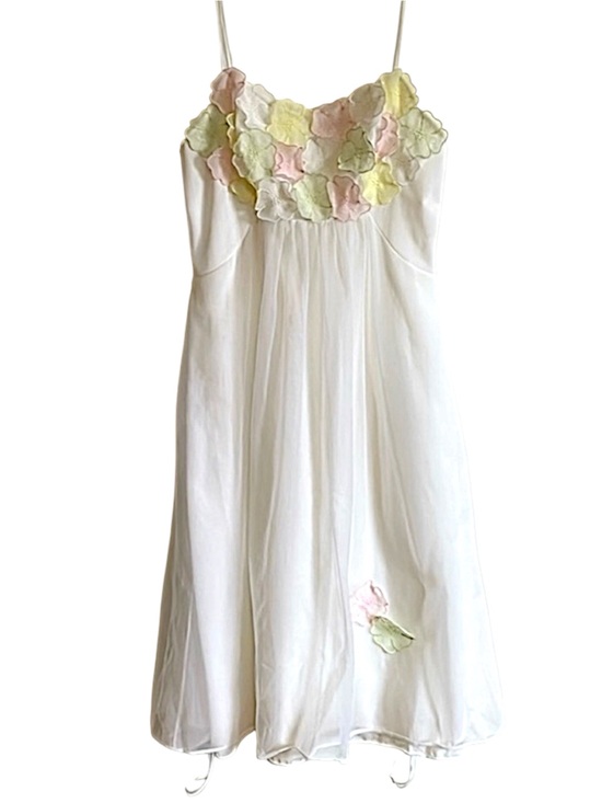 Warner's Other - Warner’s Chemise Nightie SM White Romantic Appliqué VTG Slip Floral Chiffon